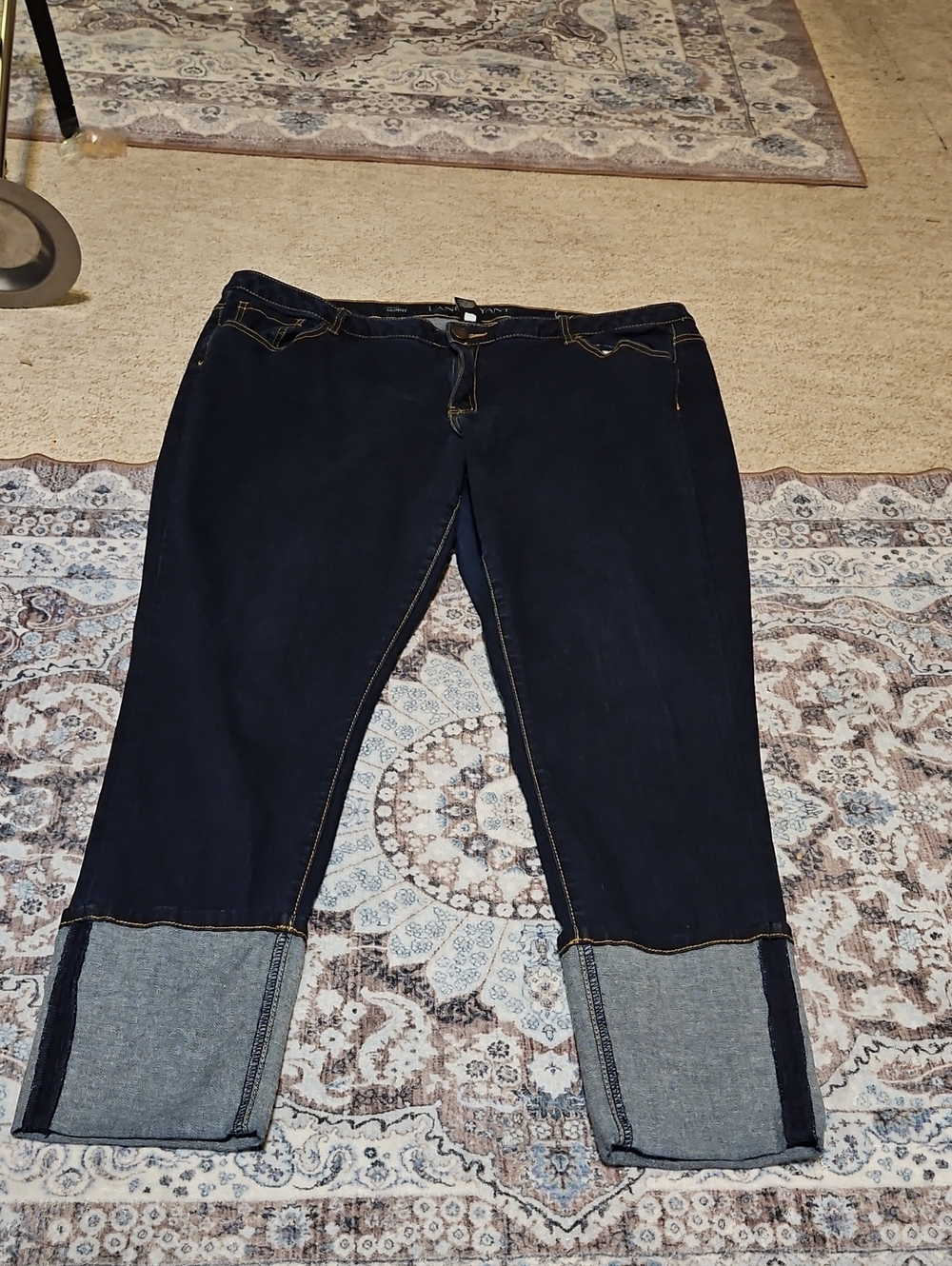 Lane Bryant Navy Cropped Cuffed Stretch Jeans